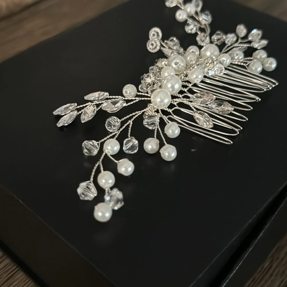 Bridal Flower Girl Silver Boho Wedding Gala Hair Comb Clip Hair Accessory